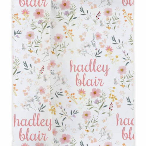 Winnie's Wildflowers Personalized Swaddle Blanket