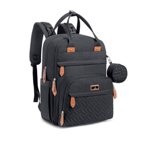 BabbleRoo Diaper Bag Backpack - Baby Essentials Travel Tote - Multi Function Water Resistant Diaper Bag, Travel Essentials Baby Bag with Changing Pad, Stroller Straps & Pacifier Case - Unisex, Black