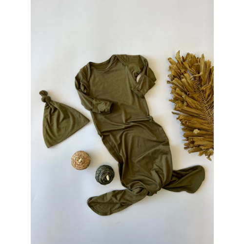 Knotted Gown with Hat | Olive – Three Peas