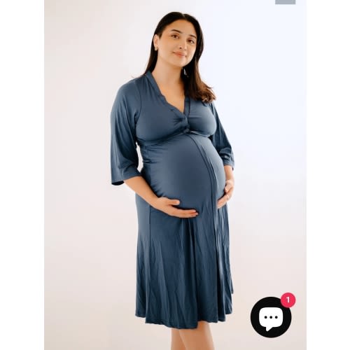 Lila Labor & Postpartum Gown in Midnight Blue