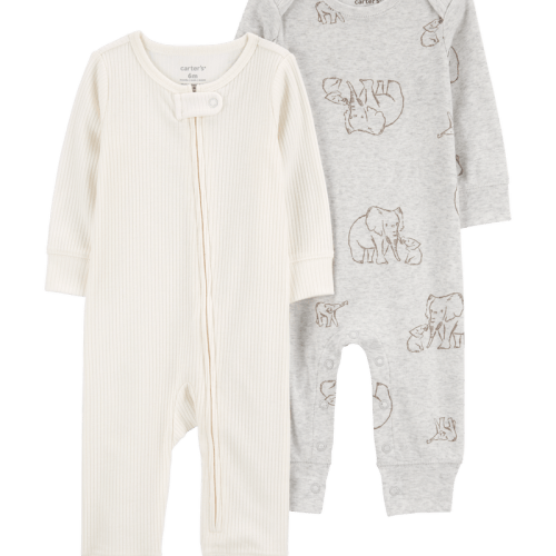 Grey/White Baby 2-Pack Jumpsuits | Carter’s Oshkosh Canada