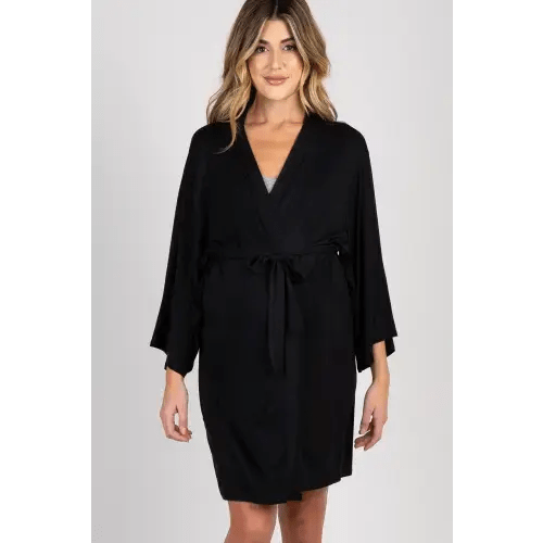 PinkBlush Black Delivery/Nursing Maternity Robe- Small