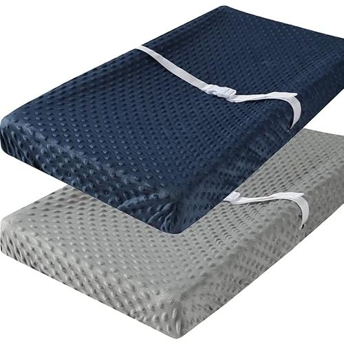 Dot Changing Pad Cover for Baby Boy and Girl 2 Pack Set Ultra Soft Solid Navy and Grey