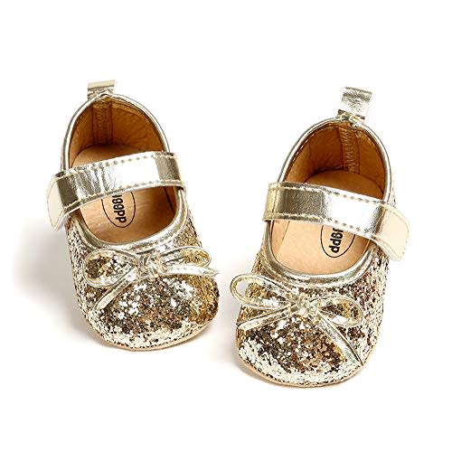Meckior Infant Baby Girls Soft Sole Bowknot Princess Wedding Dress Mary Jane Flats Prewalker Newborn Light Baby Sneaker Shoes