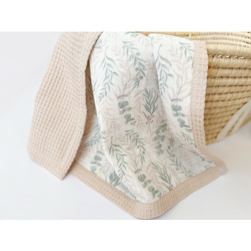 Neutral Organic cotton Super soft Personalized baby blanket girl Waffle baby blanket Stroller blanket Organic Rainbow baby muslin blanket