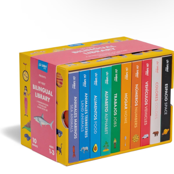 My First Bilingual Library: A Spanish-English Vocabulary Board Book Set of Colors, Numbers, Animals, ABCs, and More (Si Sabo Kids)