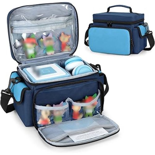 LoDrid Carrying Case Compatible with Toniebox, Portable Bag with Shoulder Strap for Audio Player Starter Set, Headphones Charging Station Storage, Navy Blue (Bag Only),(Patent Design)
