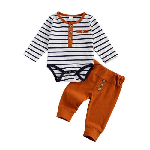 Baby Boy Stripes Brown 2-Piece Outfit Set
– The Trendy Toddlers