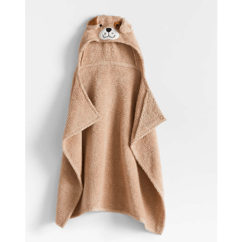 Puppy Prairie Beige Organic Cotton Hooded Baby Towel