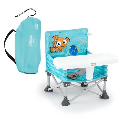 Bright Starts Disney Finding Nemo Pop 'N Sit Portable Booster, Indoor/Outdoor Use, Floor Seat with Feeding Tray, 6 Mos - 3 Yrs