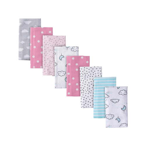 Gerber Baby Girls' Flannel Burp Cloths, 8-Pack