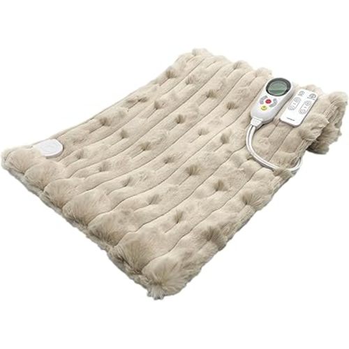 Smart Control Heating Pad with Child Lock – Luxury Electric Heating Mat for Back, Neck, Legs, and Muscle Pain Relief – Gift for Women, Moms,Girlfriends, Olders (15.7 * 31.5Inch, Beige)