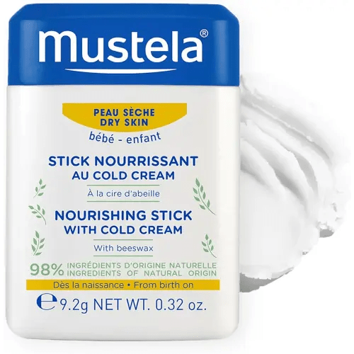 Mustela Baby Nourishing Stick - Lip & Face Moisturizer for Dry Skin - with Natural Avocado, Cold Cream & Beeswax - 0.32 oz. - Packaging may vary