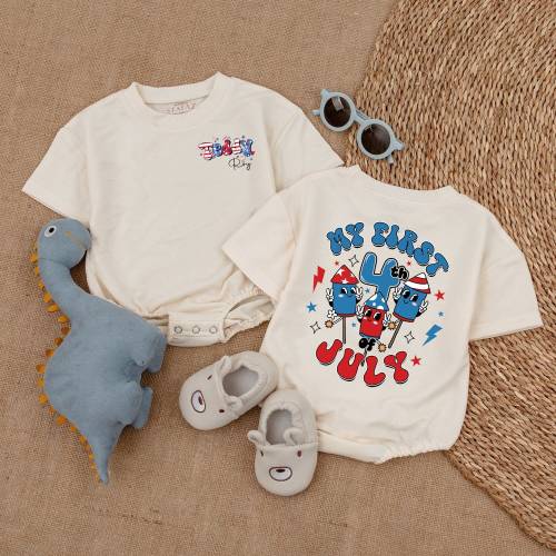Customized July 4th Romper-My First 4th of July Baby Clothes-Patriotic Baby Outfit-Baby Clothes -Baby Romper - Baby bodysuit- Newborn Outfit