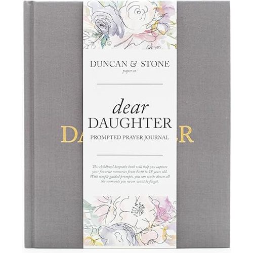 Mother Daughter Journal (Gray, 230 Pages) by Duncan & Stone - Prompted Prayer Journal from Birth to 18 Yrs - Guided Baby Girl Memory Book – Baby Memory Gifts for New Parents