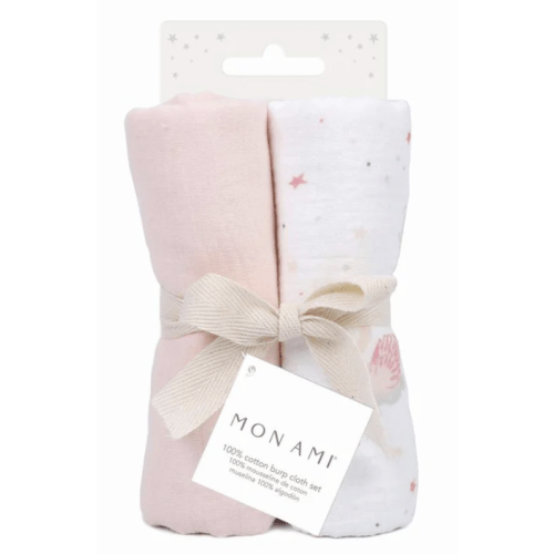 French Swan 2 Pk Burp Cloth Set