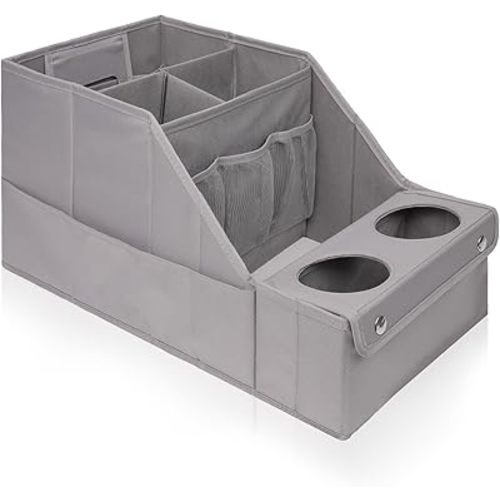 MULISOFT Car Seat Organizer - Backseat Organizer with 11 Storage Compartments and 2 Cup Holders for Travel, Kids