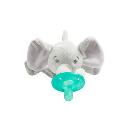 Philips AVENT Soothie Snuggle Pacifier Holder with Detachable Pacifier, 0m+, Elephant, SCF347/03- 1 Count (Pack of 1)