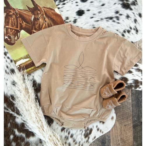 Boot Stitch Tee Onesie(little kid)(cognac)