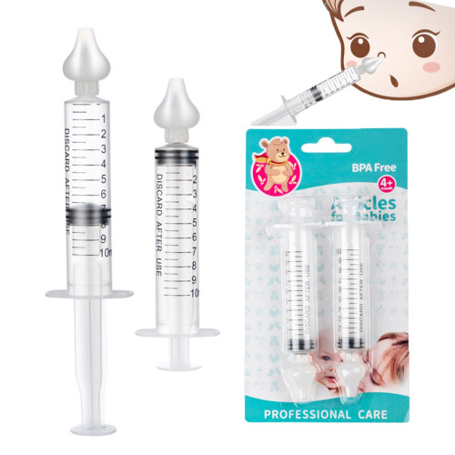 2Pcs Baby Nasal Aspirator,Sucks Snot and Mucus, Baby Care Rhinitis Needle Tube Syringe,Cleanable and Reusable Clear,10ML