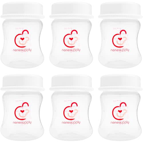Nenesupply 4.7oz 6pc Wide Neck Breastmilk Storage Bottles Breast Pump Bottles Use on Pumping with Spectra S1 S2 Synergy Gold Breast Pumps Collection Replace Spectra Bottles for Pumping Wide Mouth