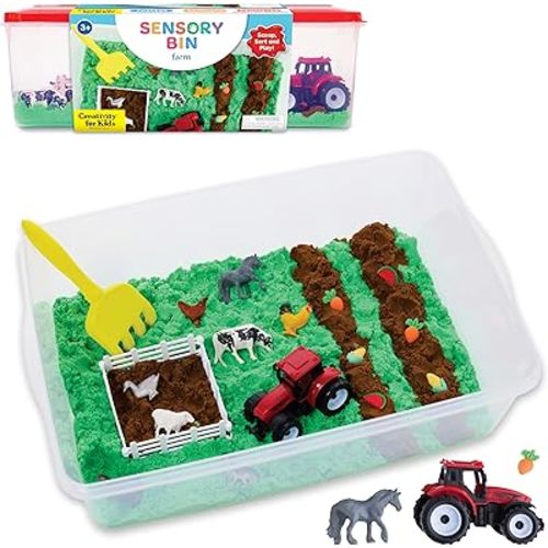 Creativity for Kids Sensory Bin: Farm| Hands-On Play with Sand, Farm Animals & Tools | Encourages Fine Motor Skills, Creativity & Calm Play (Ages 3+)