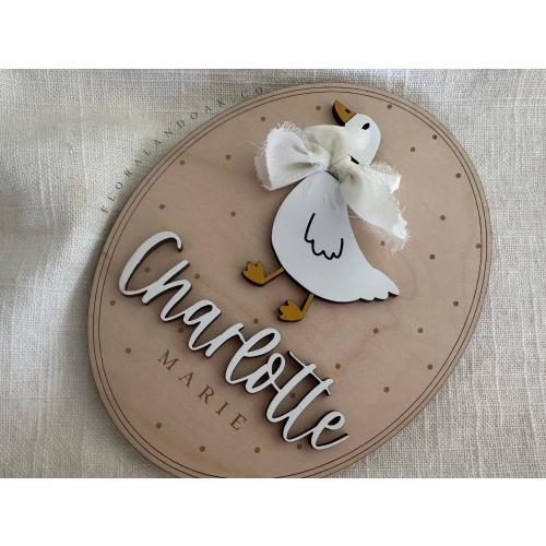 Goose Nursery Name Sign Vintage Inspired Baby Duck Name Sign for Nursery and Hospital Name Sign
