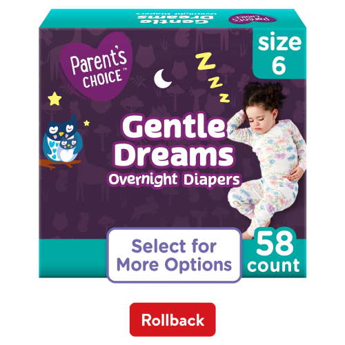Parent's Choice Gentle Dreams Overnight Diapers, Size 6, 58 Count