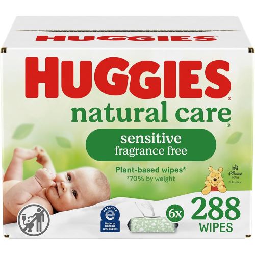 Huggies Natural Care Sensitive Baby Wipes, Unscented, Hypoallergenic, 6 Flip-Top Packs (288 Wipes Total)