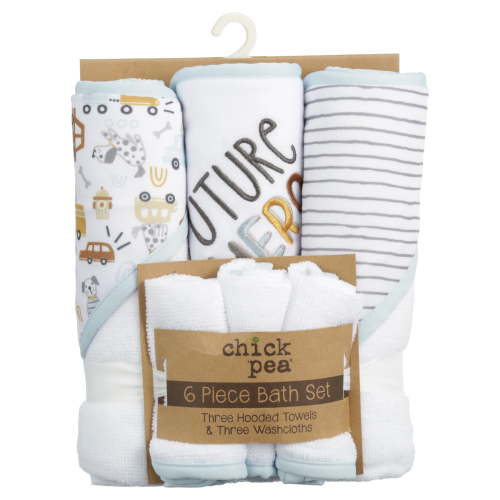 Chick Pea Baby Boy & Toddler Boy 6 PC Bath Set, Sizes Newborn-2T