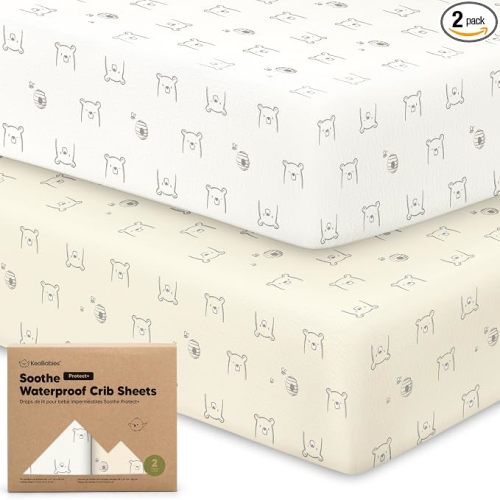 2-Pack Waterproof Crib Sheets - Bumble Bear