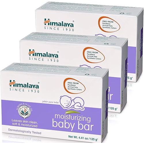 Himalaya Moisturizing Baby Bar, Mild and Moisturizing Bar Soap for Baby, 4.41 oz, 3 Pack