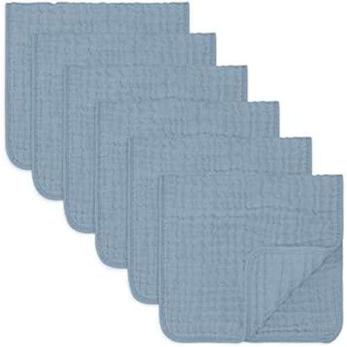 Comfy Cubs Muslin Burp Cloths Set Large 100% Cotton Hand Washcloths for Babies, Baby Essentials 6 Layers Extra Absorbent and Soft Boys & Girls Baby Rags for Newborn (Pacific Blue, 6-Pack, 20" X10")