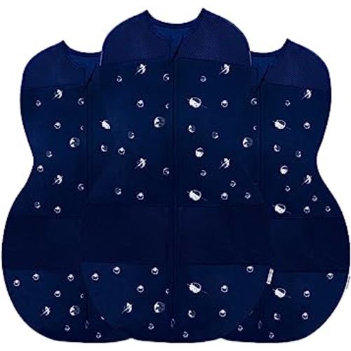 Happiest Baby Sleepea 5-Second Swaddle - 100% Organic Cotton Baby Swaddle Blanket - Doctor Designed Promotes Healthy Hip Development - 3-Pack Bundle (Midnight Planets, S, M, L)