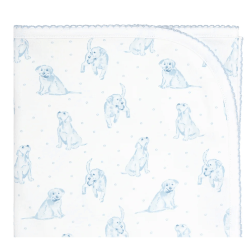 Blue Puppy Love Print Blanket