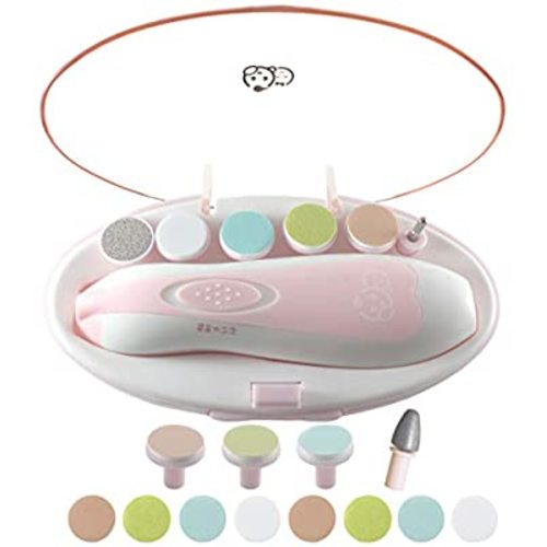 Baby Nail Clippers 20 in 1 by Royal Angels Baby | Safe Electric Baby Nail Trimmer, Baby Nail File Kit, Additional Replacement Heads, Newborn Toddler Toes and Fingernails, Trim and Polish (Pink)