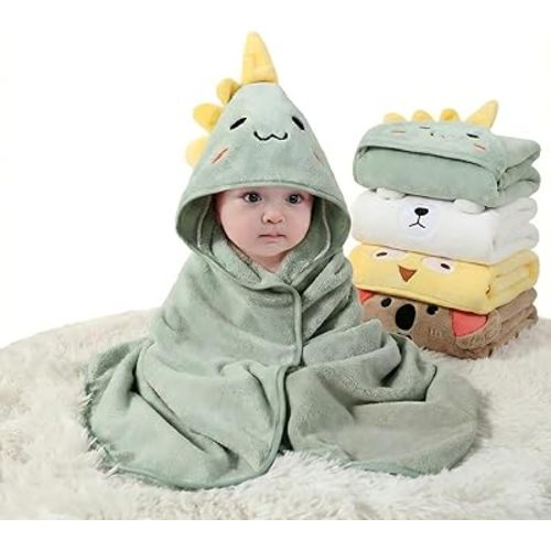 Hooded Baby Towel - 4 Pack Premium Soft Bath Towel for Baby, Newborn,Infant - Ultra Absorbent,Natural Baby Stuff Towel, Soft Coral Velvet Coral Fleece Bath Towel for Boys and Girls