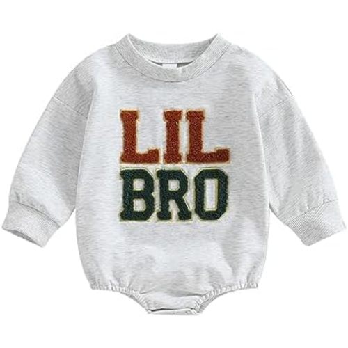 VISGOGO Infant Baby Boy Girls Big Lil Bro Big Lil Sis Matching Set Sweatshirt Romper Embroidery Sweater Toddler Clothes