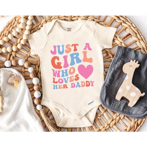 Just A Girl Who Loves Her Daddy Onesie®, Daddy's Girl Baby Bodysuit, Gift For Baby Girl, Baby Daddy Onesie®, New Dad Daddy Gift(SC-AYZN2D4N)