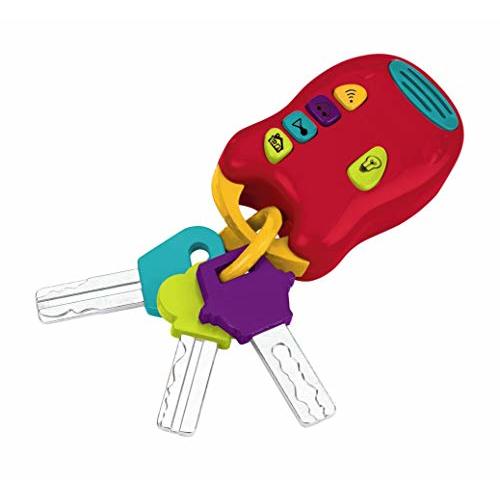Battat – Toy Keys Set – 3 Keys & Remote With 4 Fun Sounds – Mini Flashlight – Toy Car Keys With Fob For Baby, Toddler – 10 Months + – Light & Sound Keys, Red