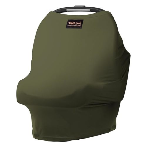 Milk Snob Original 5-in-1 Luxe Cover in Olive - Added Privacy for Breastfeeding, Baby Car Seat, Carrier, Stroller, High Chair, Shopping Cart, Lounger Canopy, Newborn Essentials, Nursing Top - Olive Green