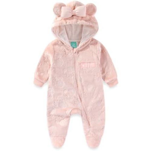 Disney Minnie Mouse Baby Girls Embossed Faux Fur Pram with Ears for Newborn and Infants