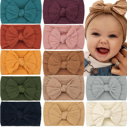 CÉLLOT Super Stretchy Soft Knot Headbands with Hair Bows Head Wrap Hair Accessories For Newborn Baby Girls Infant Toddlers Kids