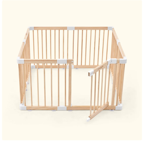 HARPPA Wooden Baby Gate Playpen | Non-Toxic Foldable DIY Adjustable Play Yard for Infants & Toddlers – Natural Finish Baby Fence for Small & Large Spaces