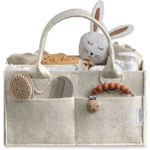 PUTSKA Baby Diaper Caddy Organizer - Nursery Storage Basket for Diaper Station, Baby Basket Shower Gift List and Registry Must-Have, Newborn Essentials, Nursery Decor for Boy or Girl-White,Extra Large