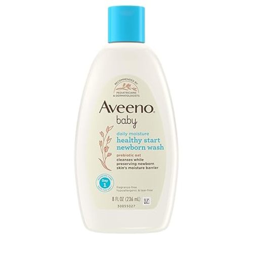 Aveeno Baby Healthy Start Nourishing Newborn Wash, Hypoallergenic Baby Body Wash, Prebiotic Oat, Gently Cleanses Sensitive Skin, No added Fragrances & Parabens, Tear-free, 8 fl. oz