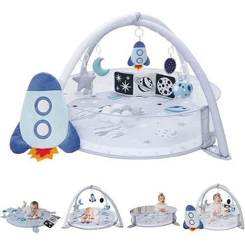 6-in-1 XL Play Mat & Play Gym, Baby Gym, Baby Activity Gym, Sensory Exploration and Motor Skill Development Toys (Space Gray)