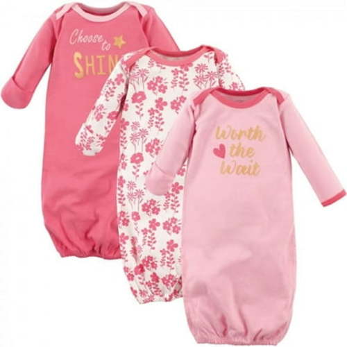 Luvable Friends Infant Girl Cotton Gowns, Worth The Wait, Preemie-Newborn