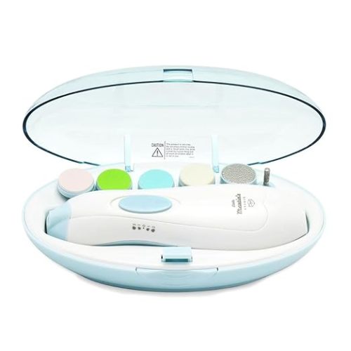 Little Martin’s Drawer Baby Nail Trimmer File with Light - Safe Electric Nail Clippers Kit for Newborn Infant Toddler Kids Toes and Fingernails - Care, Polish and Trim - Battery Operated (AA) - White