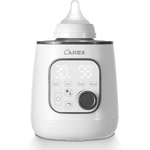 LAREX Fast Bottle Warmer, 10-in-1 Baby Bottle Warmer for Breastmilk or Formula, with Precise Timer, Auto Shut-Off, and Accurate Temperature Control